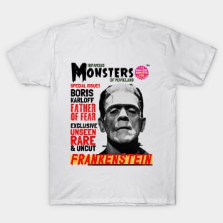 Vintage pulp horror magazine, Boris Karloff Frankenstein T-Shirt